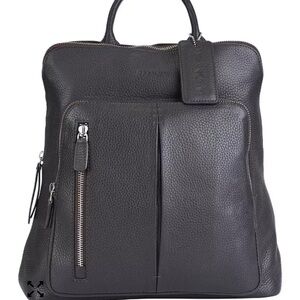 Mancini Pebbled Cowhide Leather Brigette Backpack in Black, bag